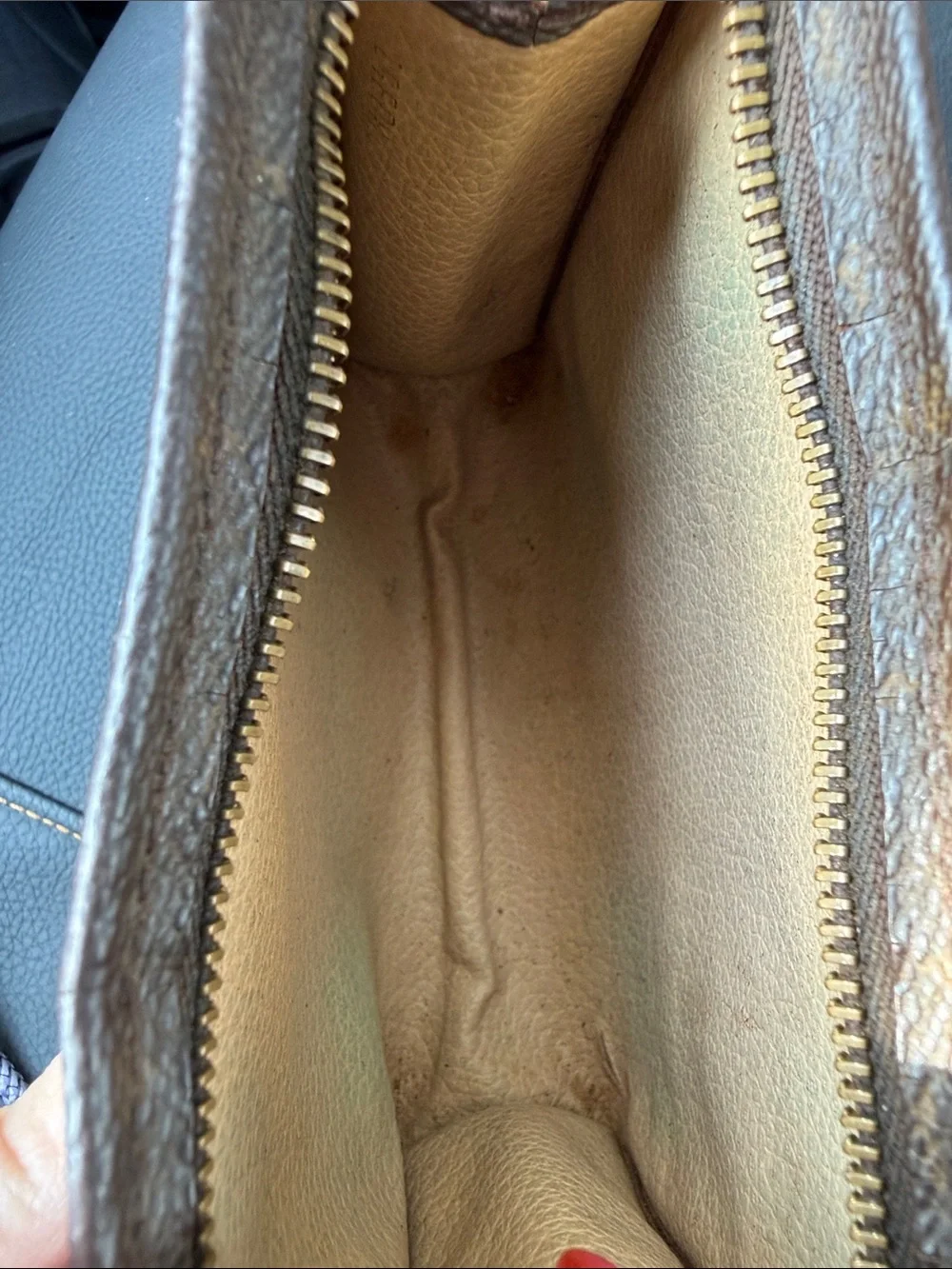 Louis Vuitton Monogram Canvas Zip Pouch - Brown/Gold Small-Zipper is replaced